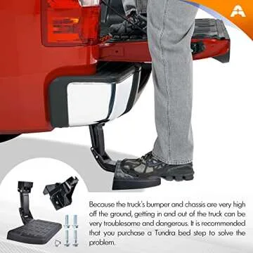 ASOPARTS Rear Bed Step Tailgate Bedstep, Compatible with Toyota Tundra 2022 2023 2024 2025 Folding Truck Step Retractable Bumper Tailgate Step Replace # PTS30-34000