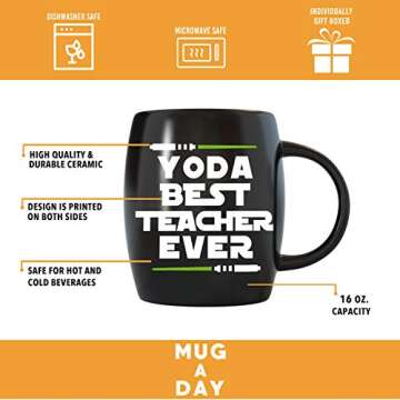 MUG A DAY The Best Teacher - Funny Novelty Teacher Gifts for Christmas, Teachers Appreciation Gifts for Men Women Assistant Aide Paraprofessional from Parent Student Gift Coffee Mug 16 oz