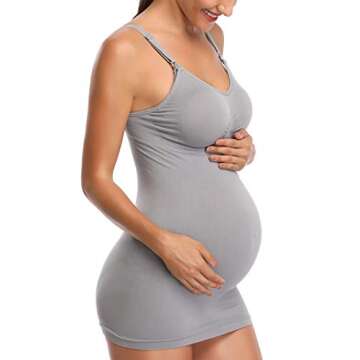 Womens Nursing Tank Tops Built in Bra for Breastfeeding Maternity Camisole Brasieres Color Black Grey White Size S Pack of 3