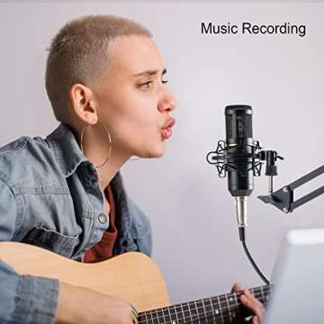 ZINGYOU Condenser Microphone Bundle, BM-800 Mic Set for Studio Recording & Brocasting (Microphone Kit (Black))