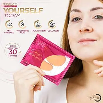 MyBerg Under eye patches for puffy eyes dark circles and puffiness - 30 pairs - Complementary Facial Skincare Treatment w/Additional 8 Lips Masks