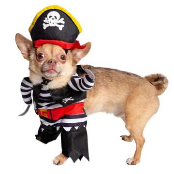 Pet Krewe Dog Pirate Costume | Pet Costume with Arms, Pirate Hat, Tunic and Cape -Perfect for Halloween, Parties, Photoshoots, Gifts for Dog Lovers Multi-Colored