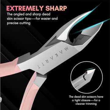 Makartt Cuticle Nippers - Professional Pink Full Jaw Cuticle Cutter for Nail Care