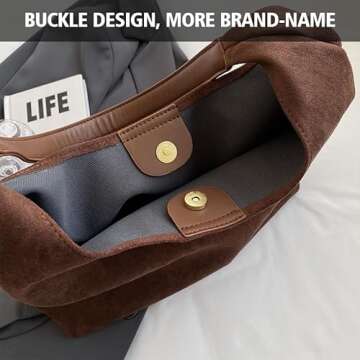 MAOILY Brown Suede Bags for Women 2024 New Brown Suede Tote Bag for Women Suede Bag Brown Suede Purse Bag (Coffee)