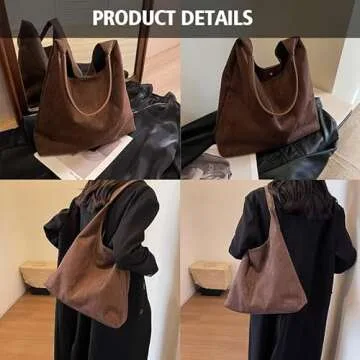 MAOILY Brown Suede Bags for Women 2024 New Brown Suede Tote Bag for Women Suede Bag Brown Suede Purse Bag (Coffee)