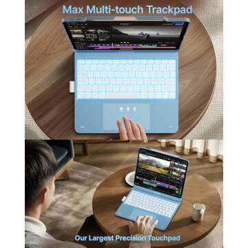 typecase Touch Case with Keyboard for iPad Pro 13-inch (M4, 2024), iPad Air 13-inch (M2, 2024) & iPad Pro 12.9 (6th/5th/4th/3rd Gen), Trackpad, 360° Rotatable, 11-Colors Backlit, Light Blue
