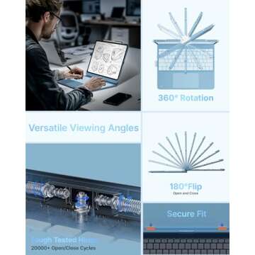 typecase Touch Case with Keyboard for iPad Pro 13-inch (M4, 2024), iPad Air 13-inch (M2, 2024) & iPad Pro 12.9 (6th/5th/4th/3rd Gen), Trackpad, 360° Rotatable, 11-Colors Backlit, Light Blue