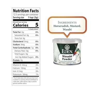 Eden Wasabi Powder - Authentic Japanese Horseradish Flavor, 0.88 oz