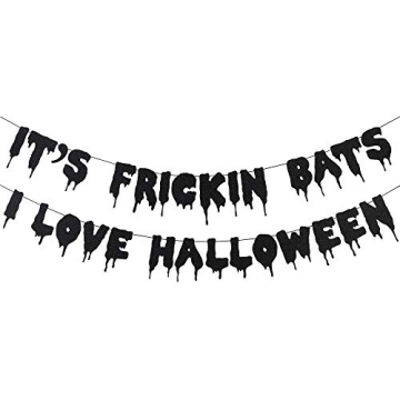 Glittery Halloween Banner It's Frickin Bats Party Decor