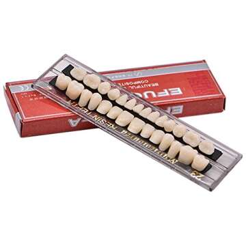Angzhili Dental Acrylic Resin Denture Tooth Kit - 28 Pcs, A2 Color for Halloween Prop