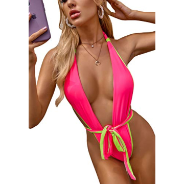 ALLureLove Sexy Monokini Deep V One Piece Swimwear