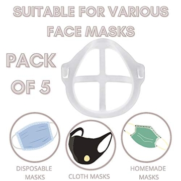 5 PCS Premium 3D Face Mask Bracket keeps Mask Away from Face - New and Improved Design is Lightweight and Breathable