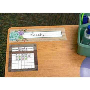 Teacher Created Resources Rustic Bloom Name Plates (TCR8555), Large, Multicolor