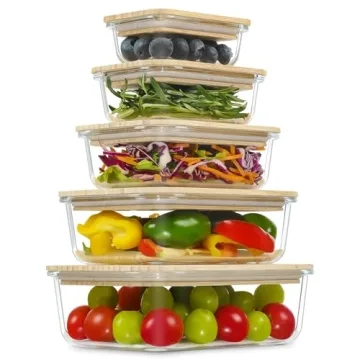 Urban Green Glass Bamboo Lids | Eco-Friendly Meal Prep Containers, 5 Pack