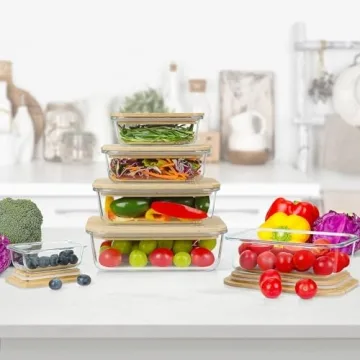 Eco-Friendly Urban Green Glass Containers with Bamboo Lids