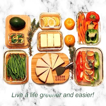 Eco-Friendly Urban Green Glass Containers with Bamboo Lids