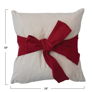 Creative Co-Op 18' Square Hand-Woven Pillow with Bow