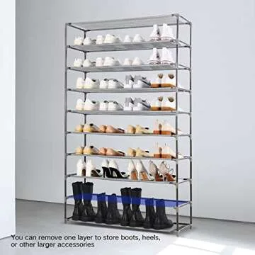 HODYANN 10-Tier Shoe Rack, Non-Woven Fabric Storage Organizer, 50 Pairs Space-Saving Shoe Tower