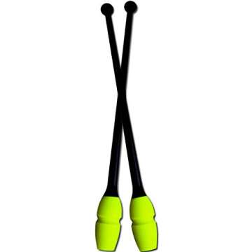 Pastorelli Rhythmic Gymnastics connectable Clubs, mod. MASHA - 45.20 cm Bicolor (Black-Yellow)