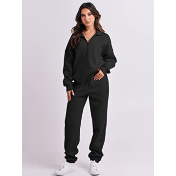 ANRABESS Women's Oversized Half Zip Sweatsuit Jogger Set
