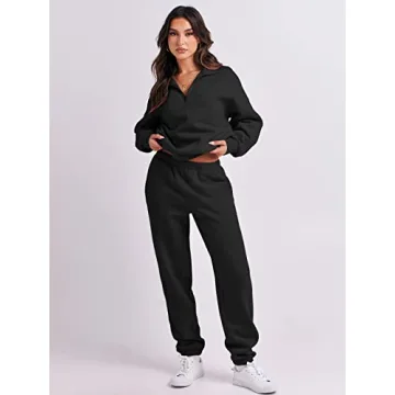 ANRABESS Women's Oversized Half Zip Sweatsuit Jogger Set