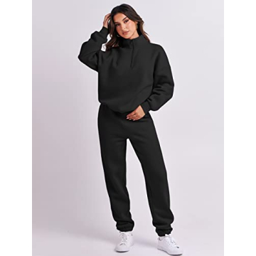 ANRABESS Women's Oversized Half Zip Sweatsuit Jogger Set
