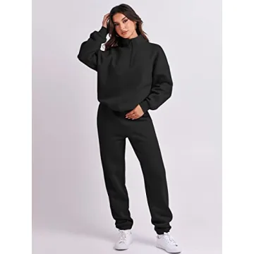 ANRABESS Women's Oversized Half Zip Sweatsuit Jogger Set