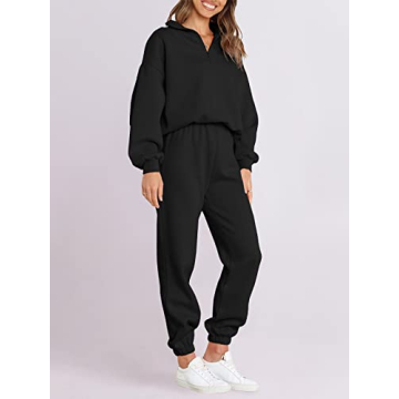 ANRABESS Women's Oversized Half Zip Sweatsuit Jogger Set