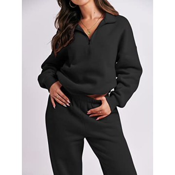 ANRABESS Women's Oversized Half Zip Sweatsuit Jogger Set
