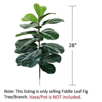Artificial Fiddle Leaf Fig Tree Twig Faux Ficus Lyrata Plants Greenery for Home Office Yard Indoor and Outdoor Decoration (Green -1 Branch(28 inch))