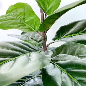 Artificial Fiddle Leaf Fig Tree Twig Faux Ficus Lyrata Plants Greenery for Home Office Yard Indoor and Outdoor Decoration (Green -1 Branch(28 inch))