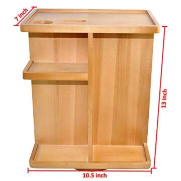 Spiretro Rotating Cosmetic Modular Organizer, Multi-Function Storage, 360 degree Carousel for Makeup, Toiletries, Vanity, Desk, Countertop, Bedroom, Closet, Solid Natural Wood with Acacia Brown