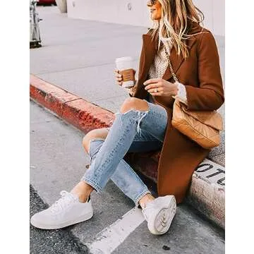 Tanming Women's Stylish Double Breasted Wool Pea Coat