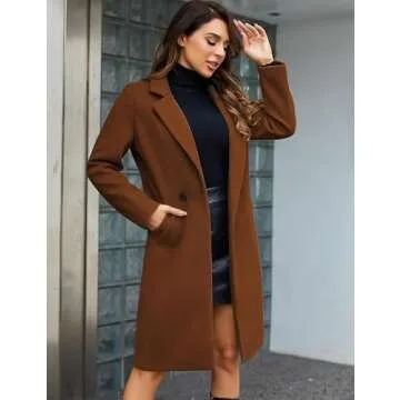 Tanming Women's Stylish Double Breasted Wool Pea Coat