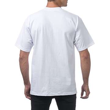 Pro Club Men's 3-Pack Heavyweight Cotton Short Sleeve Crew Neck T-Shirt, White, Large