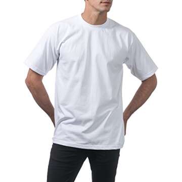 Pro Club Men's 3-Pack Heavyweight Cotton Short Sleeve Crew Neck T-Shirt, White, Large