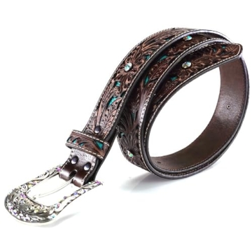 ARIAT Women's Floral Bling Belt - Genuine Leather Style