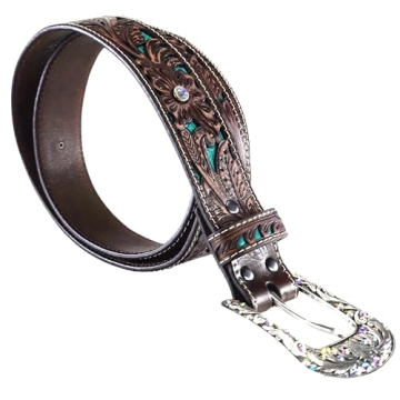 ARIAT Women's Floral Bling Belt - Genuine Leather Style
