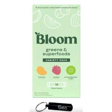 Bloom Greens and Superfoods Powder - Variety Pack (18 Packets) Probiotics for Digestive Health & Bloating Relief for Women, Digestive Enzymes Superfoods Gut Health