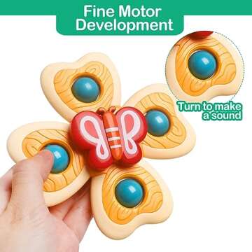 NAODONGLI Sensory Suction Cup Toys for 1 Year Old Boys Girls Baby Simple Dimple Fidget Spinner Toys 2-4,6-12,12-18 Months Toddlers Baby Bath Travel Toys for Easter Birthday