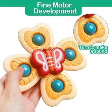 NAODONGLI Sensory Suction Cup Toys for 1 Year Old Boys Girls Baby Simple Dimple Fidget Spinner Toys 2-4,6-12,12-18 Months Toddlers Baby Bath Travel Toys for Easter Birthday