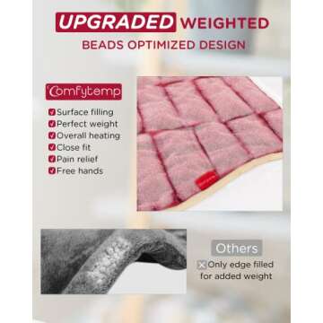 Heating Pad for Neck and Shoulders and Back, Comfytemp FSA HSA Eligible Weighted Electric Heat Pad for Pain Relief, 2.6lb Large Heated Wrap, 9 Heat Settings, 11 Auto-Off, Women Men Birthday Gifts Red