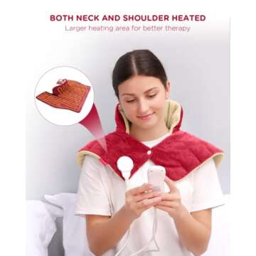 Heating Pad for Neck and Shoulders and Back, Comfytemp FSA HSA Eligible Weighted Electric Heat Pad for Pain Relief, 2.6lb Large Heated Wrap, 9 Heat Settings, 11 Auto-Off, Women Men Birthday Gifts Red