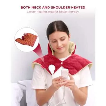 Heating Pad for Neck and Shoulders and Back, Comfytemp FSA HSA Eligible Weighted Electric Heat Pad for Pain Relief, 2.6lb Large Heated Wrap, 9 Heat Settings, 11 Auto-Off, Women Men Birthday Gifts Red