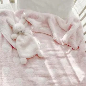 Little Grape Land Chenille Baby Blanket,Baby Blankets for Boys Gilrs Newborn,Soft Fuzzy Warm Swaddle Receiving Blanket Toddler Blanker for Crib Stroller Infant Nursery,40x30 Inches(Pink Hearts)