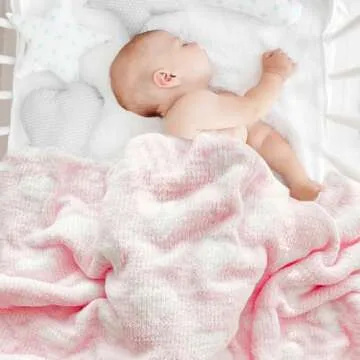 Little Grape Land Chenille Baby Blanket,Baby Blankets for Boys Gilrs Newborn,Soft Fuzzy Warm Swaddle Receiving Blanket Toddler Blanker for Crib Stroller Infant Nursery,40x30 Inches(Pink Hearts)