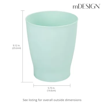 mDesign Elegant Mint Green Bathroom Trash Can for All Spaces