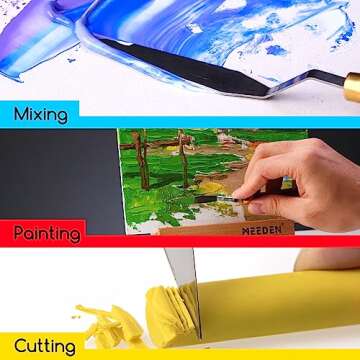 MEEDEN 5 Pieces Painting Knife Set Versatile Stainless Steel Spatula Palette Knife Oil Painting Accessories Mixing Scraper for Oil, Paint Color Mixing, Acrylic Painting