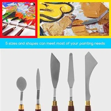 MEEDEN 5 Pieces Painting Knife Set Versatile Stainless Steel Spatula Palette Knife Oil Painting Accessories Mixing Scraper for Oil, Paint Color Mixing, Acrylic Painting