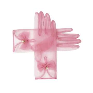 QRBTSCL Women's Bow Tea Party Gloves Sheer Gloves Elegant Mesh Short Gloves Wedding Bridesmaids Prom...